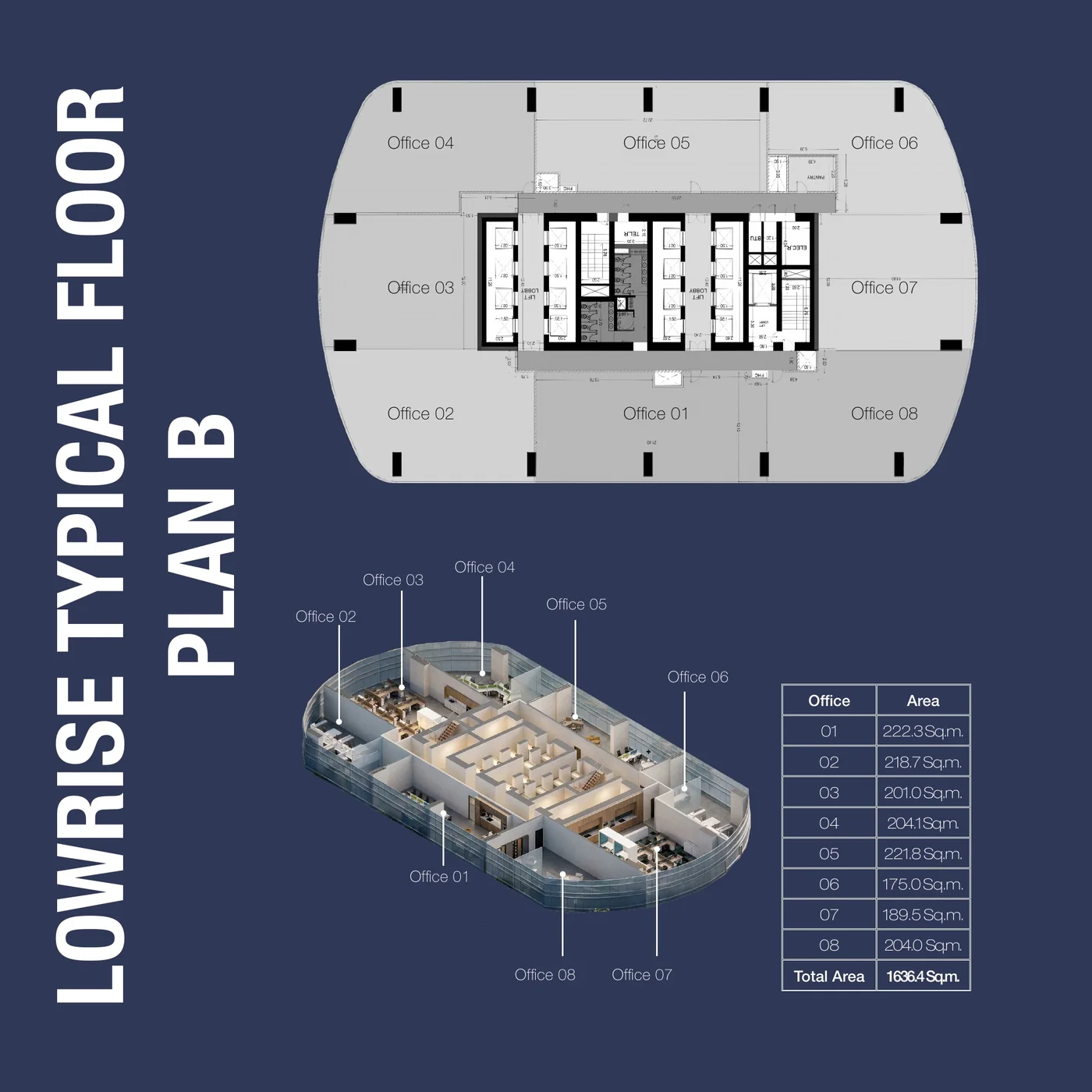 Low-rise typical floor plan B for 1970 Al Habtoor office tower