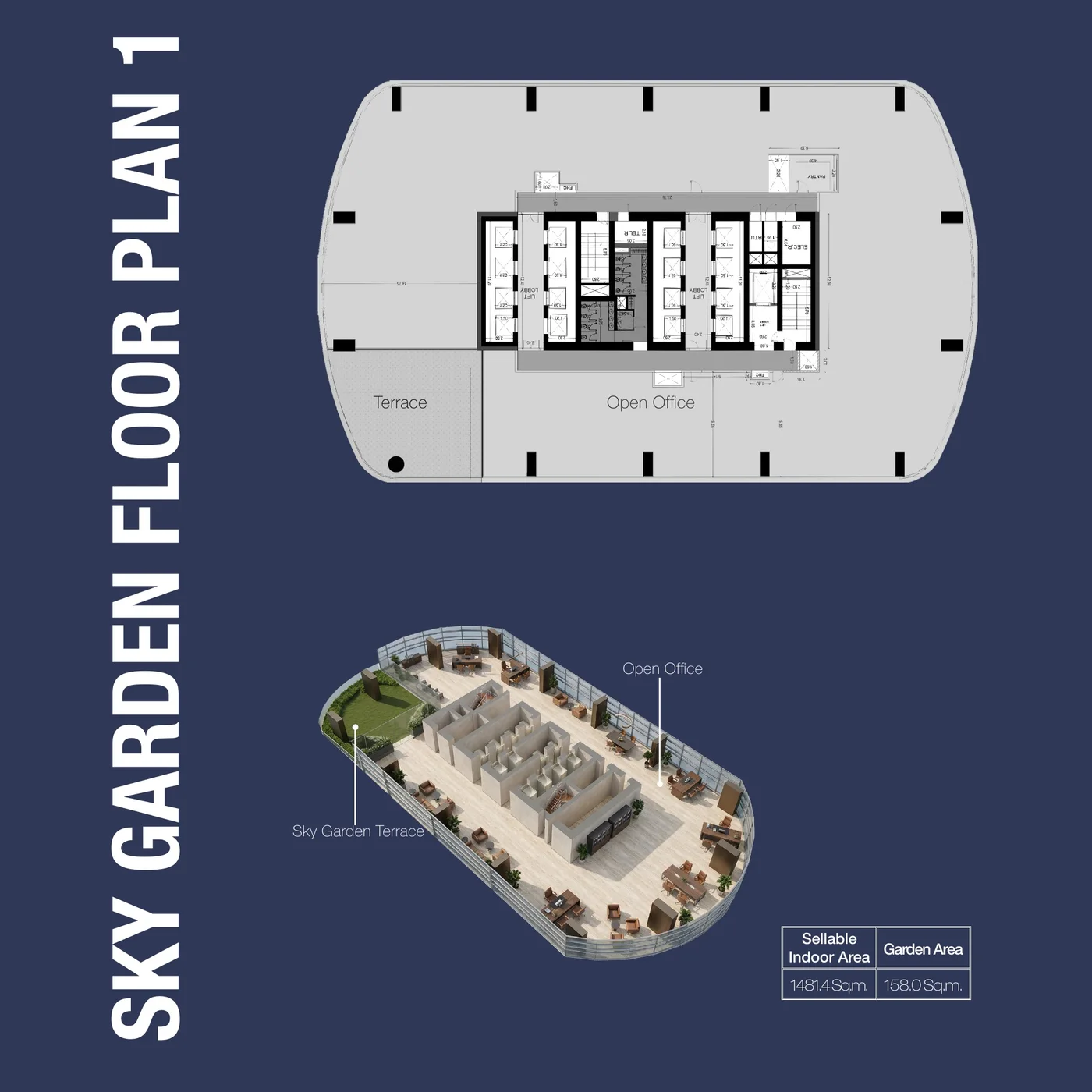 Sky garden floor plan with landscaped terrace at 1970 Al Habtoor Dubai